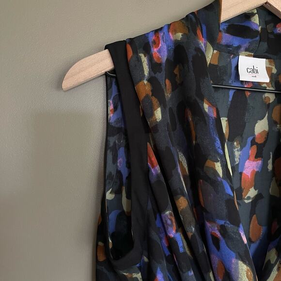 CAbi Flaunt‎ Wrap Sleeveless Blouse Size Medium Black Multicolor Style 3077 - Picture 9 of 16